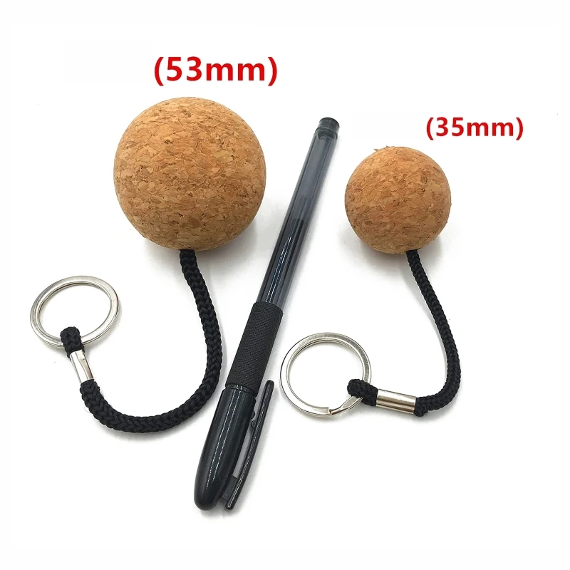 2Pcs 53mm Floating Cork Ball Keyring Float Keychain Buoyant Key Ring Marine Boat Fishing Sailing Surfing Water Sport