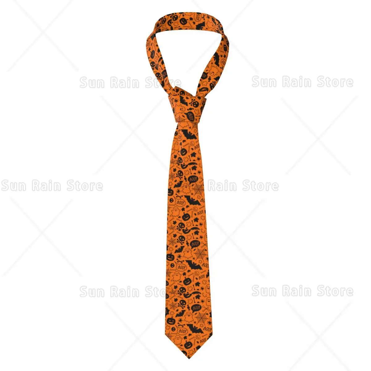 Custom Halloween Pumpkin Bat Witch Ghost Neck Ties Men Printed Necktie For Business Mens Silk Tie