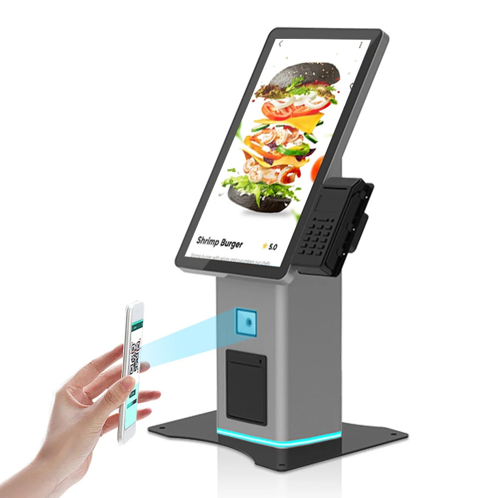 

Factory Stock 21.5'' Touchscreen POS Terminal Mini Payment Kiosk Cash Register Machine with Barcode Reader SDK Support Multi-OS