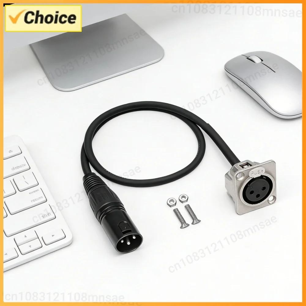 3Pin D Type XLR Cable Male To Female Floor Box Cable 0.6m/2 Feet No Solder with Mounting Screws for Pro Audio Installation