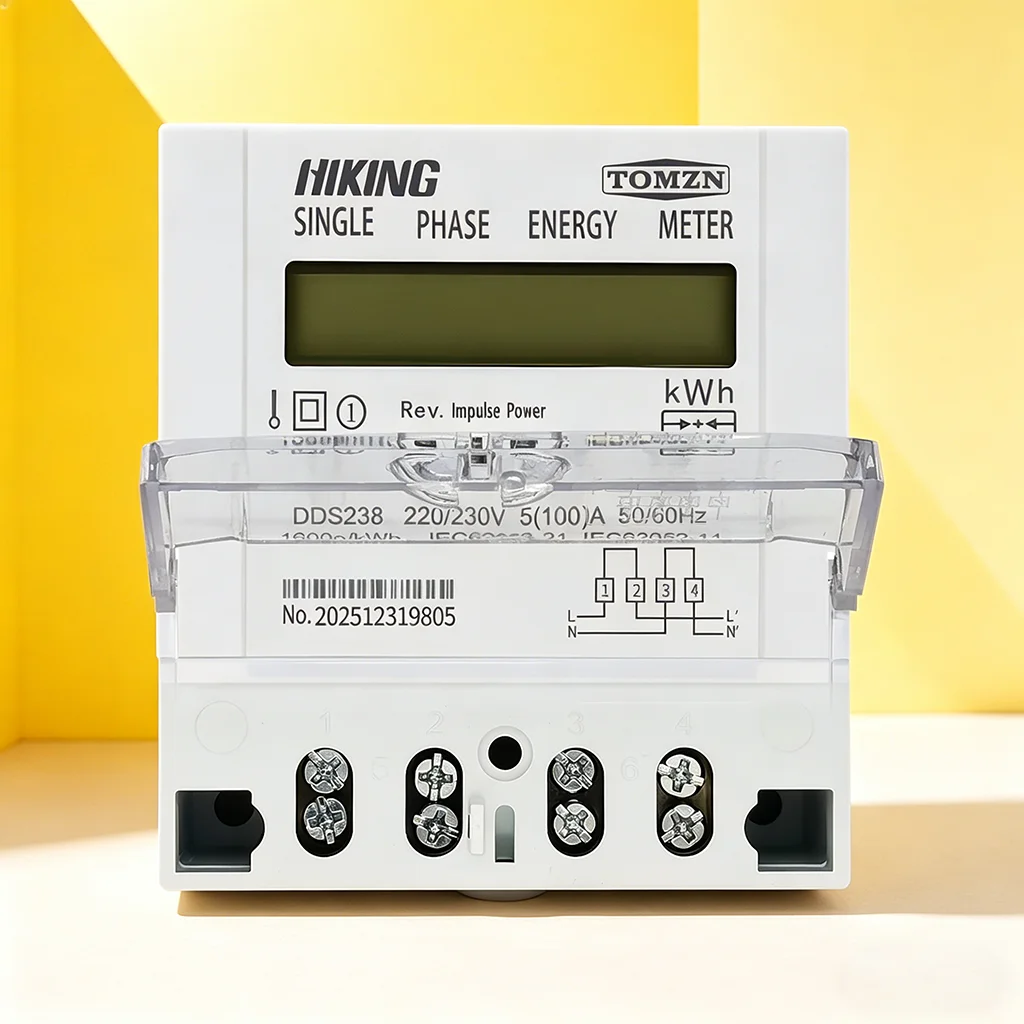 TOMZN DDS238 BD Single-Phase DIN-Rail kWh Meter 5-100A220 230V50 60Hz LCD Bi-directional Import/Export Active Energy Measurement