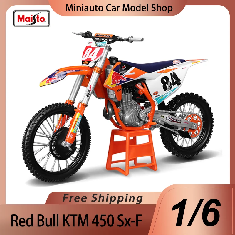 In Stock Maisto 1:6 Mxgp Red Bull Ktm 450 Sx-F Edition 2018 Alloy Miniature Diecast Model #84 Jeffrey Herlings Moto Toys Gift