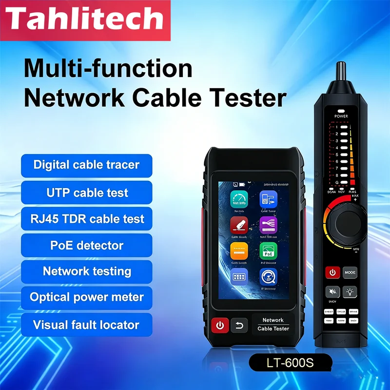 Tahlitech UTP Cable Tester PoE VFL OPM TDR Level Meter Test IP Search Scan Tracer in one Network Cable Tool 4