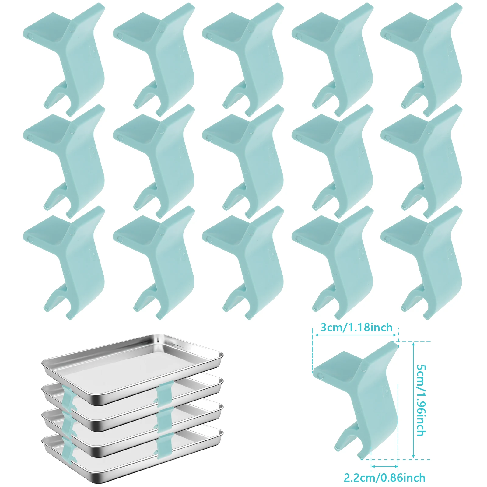 16-teiliges Backblech-Stapelset Platzsparende Blechhalter Wiederverwendbare Stapelclips Trenner für Gefriertrockner Kühlregal