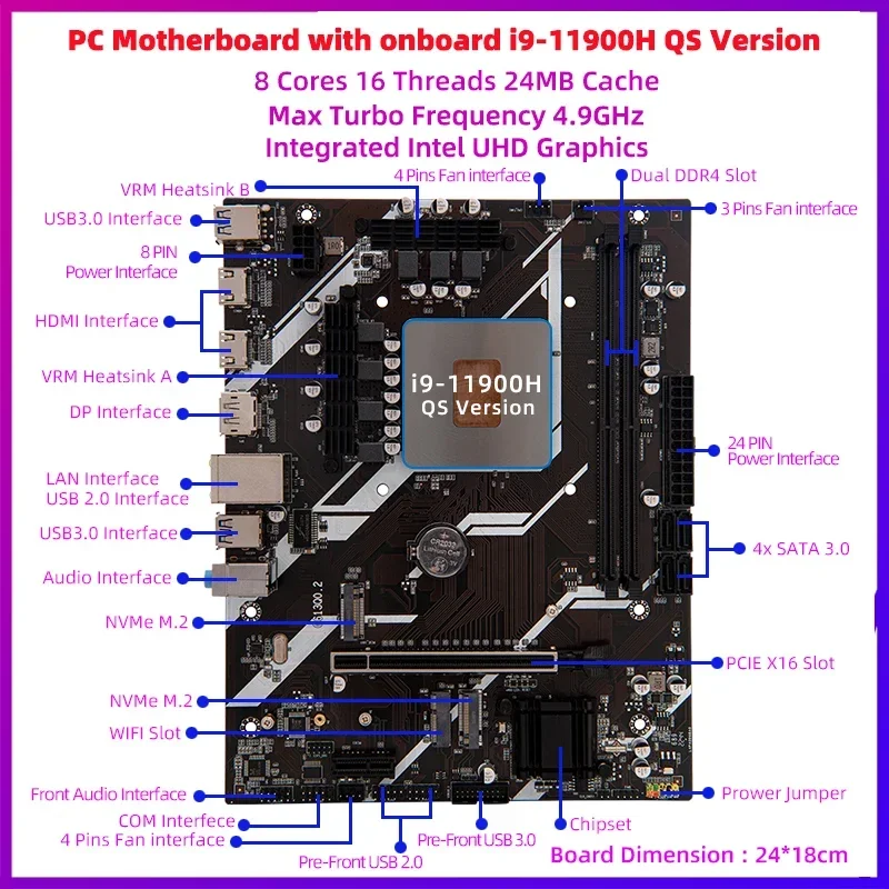 100% NEW JIESHUO motherboard with processor  i9 11900H i7 11800H i5 11400H  motherboard AND CPU Combo kit view 4