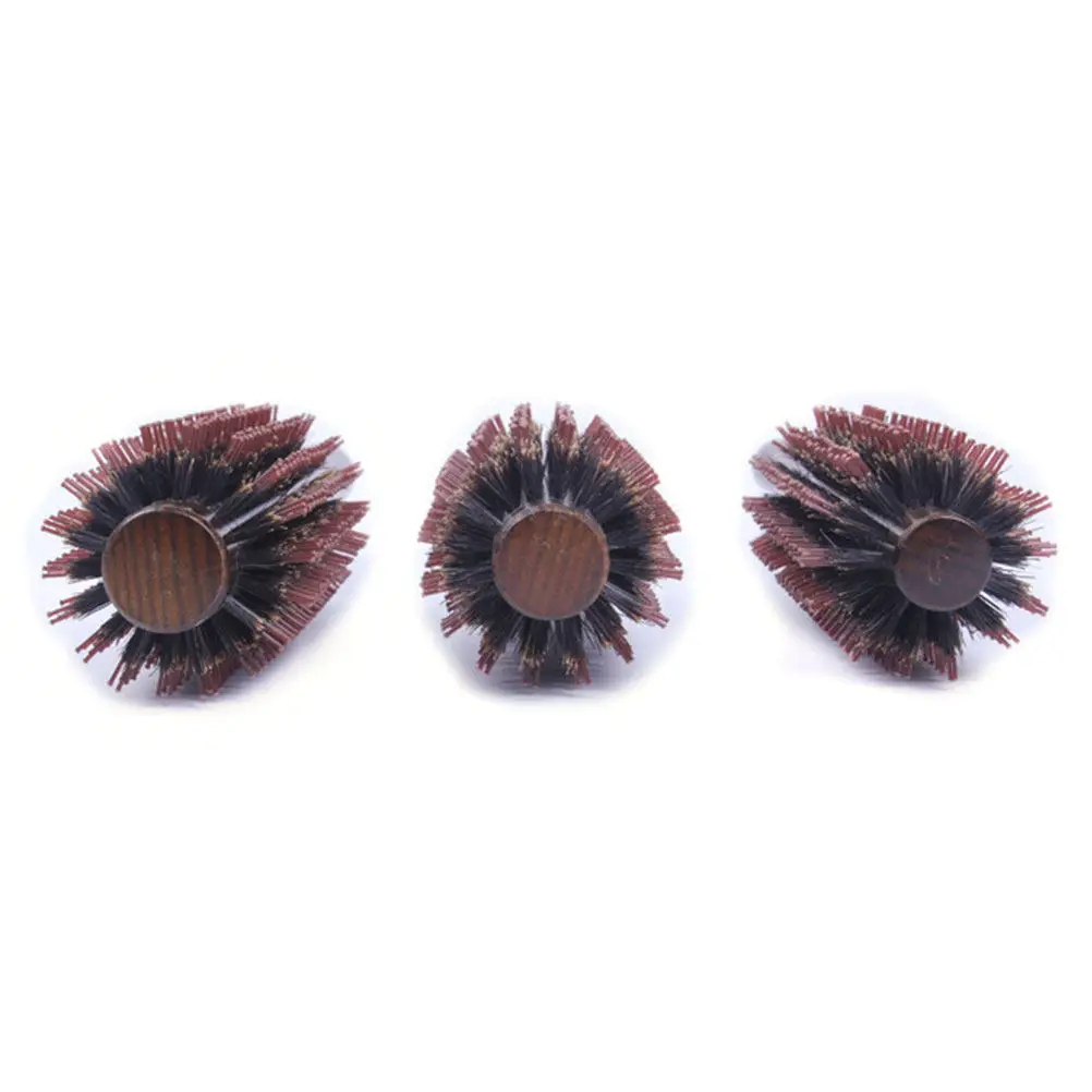 

Круглая щетка для волос с щетиной из кабана и нейлона 8867-14, деревянная ручка, для сушки феном, выпрямления, завивки, придания блеска и шелковистости, универсальная