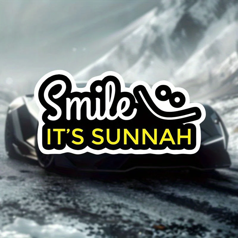 'A Smile Is a Holy Act' Matte Vinyl Sticker Black Yellow Irregular Decal Waterproof for Cars Laptops Helmets Glass Plastic Decor