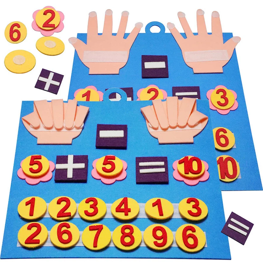 1-10 Digital Palm Cartoon Felt School Mathematics Teaching Aids Color Number Cognitive Felt Free Assemble Teaching Tool