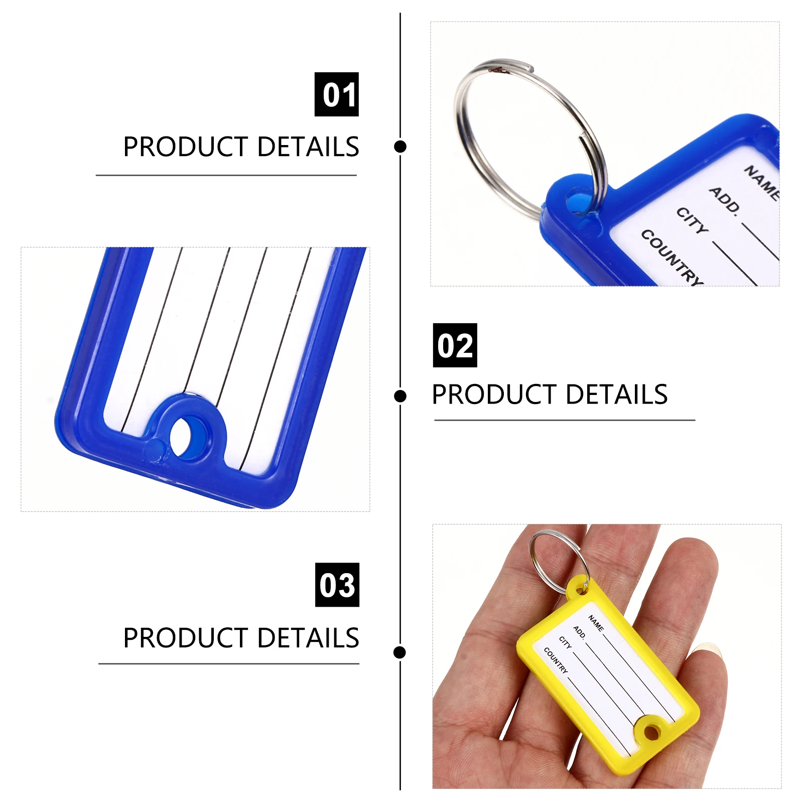 

100pcs Colorful Plastic Tags Key Label With Ring For Luggage Id Tag Name Holder Key Ring Labels Number Tags