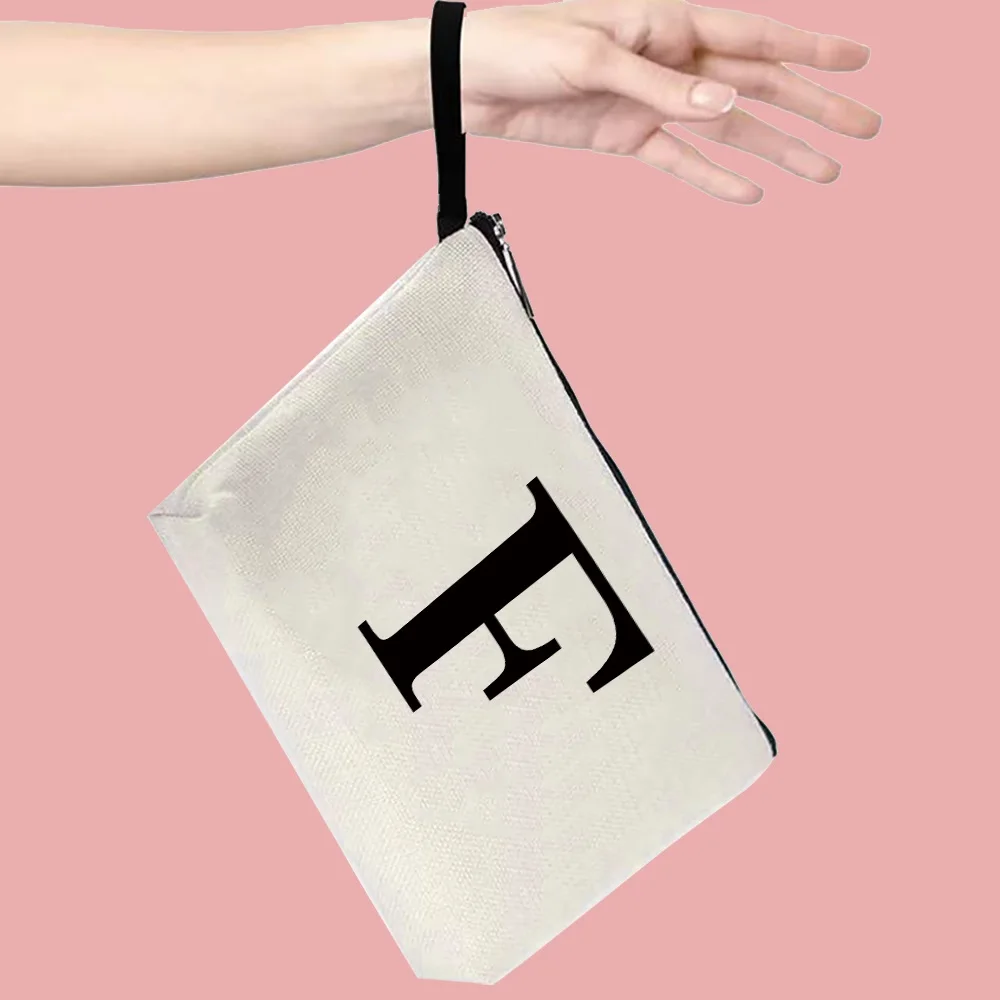 2023 Borsa per il trucco cosmetica da damigella d'onore da donna 26 lettere Serie di stampa Portafoglio Pochette da viaggio Portamonete portatile