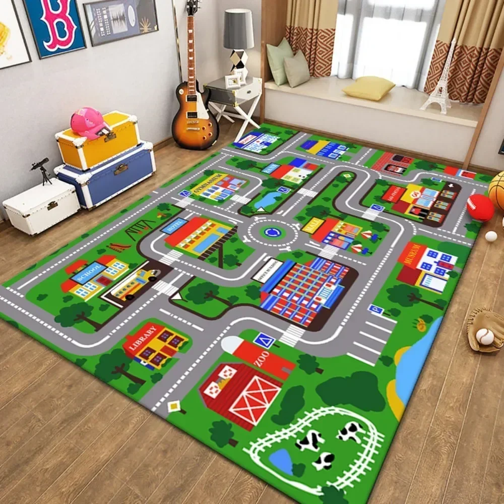 Non-slip Baby Play Mat Children\'s Carpet Baby Crawling Mat Traffic Road Mat Soft Early Education Educational Carpet