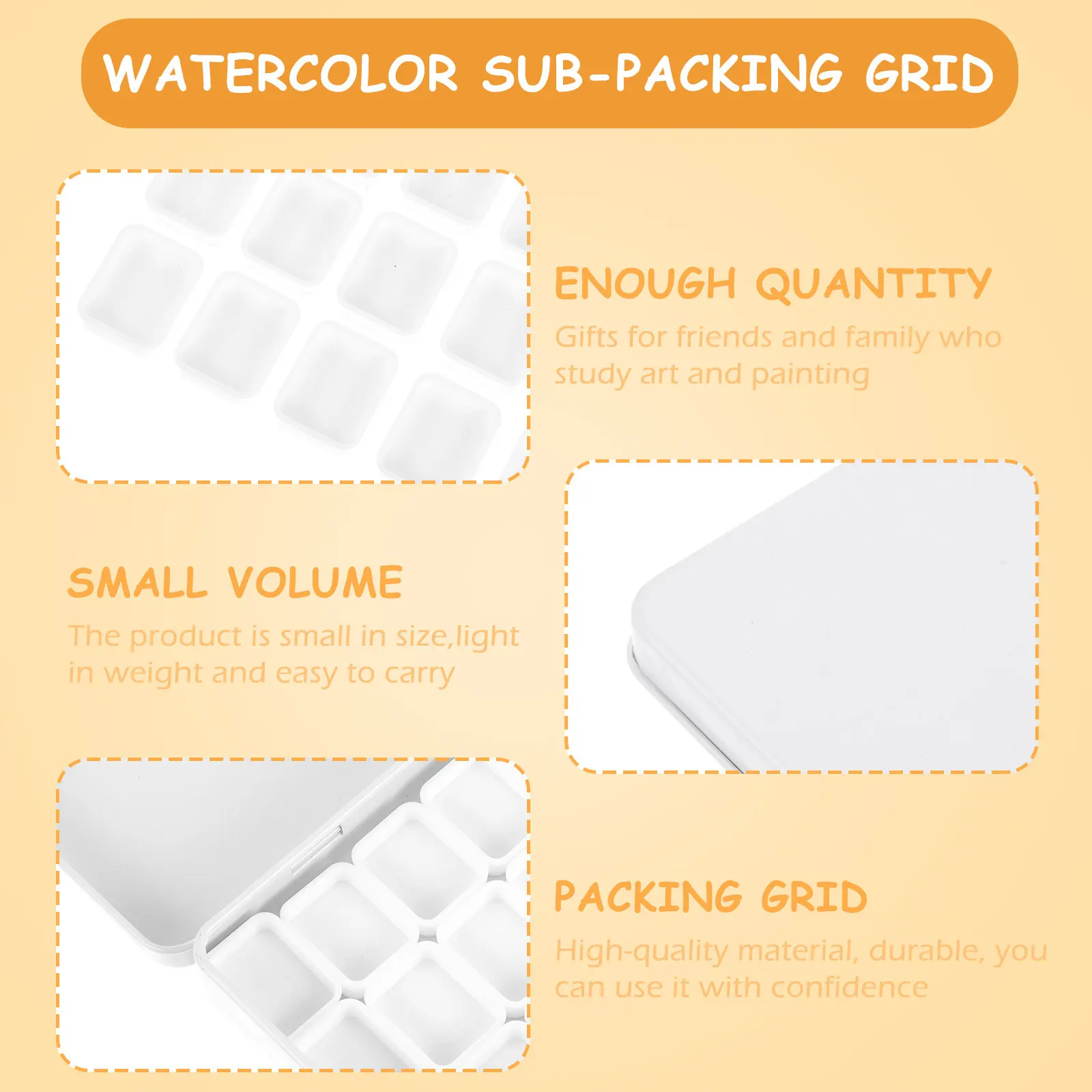 1Set Art Paint Box Heavy Duty Iron Frame Plastic Pan Compartments Watercolor Sub-Packing Set Convenient Color Modulation Clean