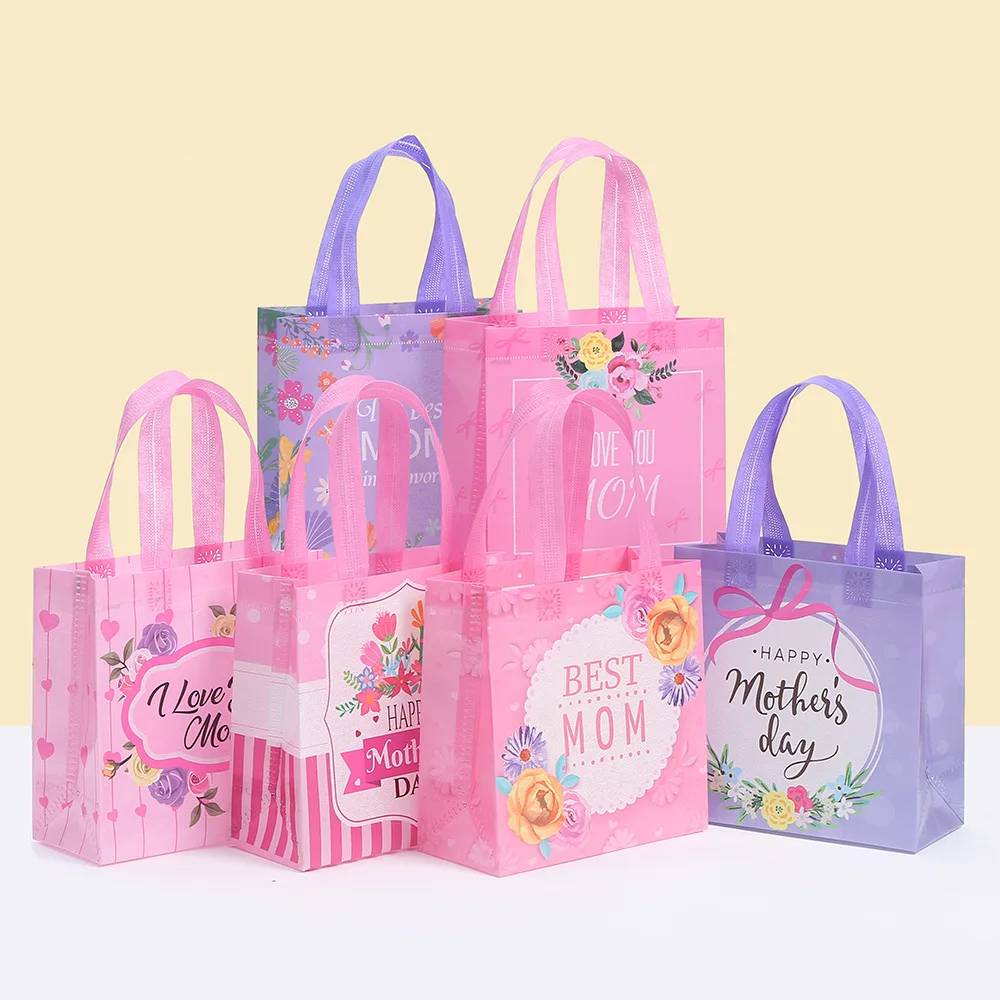 

Набор из 12 подарочных сумок-тоут из нетканого материала для Дня матери, упаковочные пакеты для подарков маме, сумки для покупок и сувениров на вечеринку