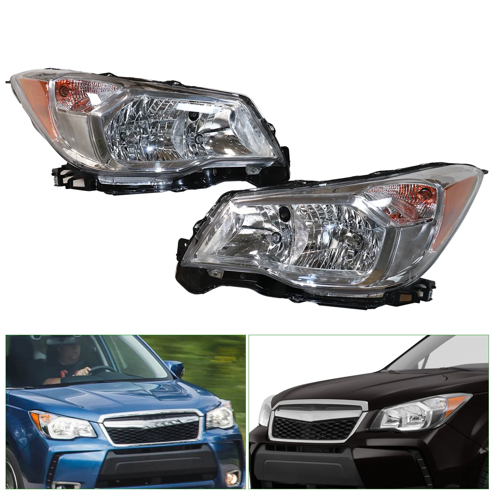 For 2014 2015 2016 Subaru Forester Car Assembly Headlight Driver Left Side/ Passenger Right Side/ Pair LH/ RH/ Pair