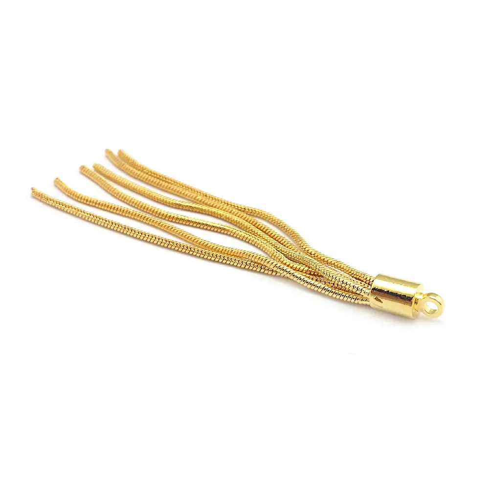 Full Length 45MM 58MM 63MM 24K Gold Color Brass Tassel Charms Pendants Jewelry Earrings Making Supplies Diy Findings Accessories