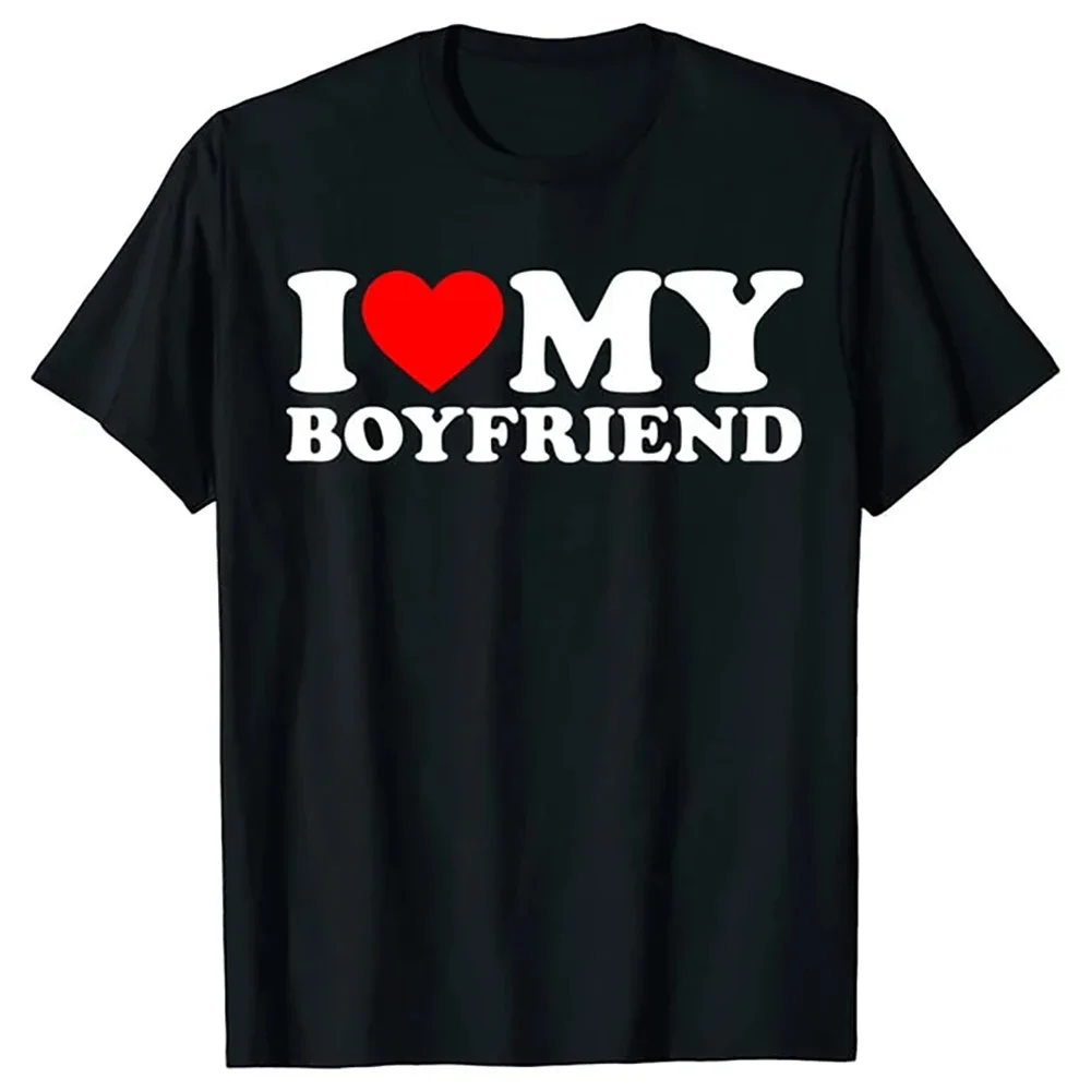 Men's T-Shirt Fun Printed I Love My Boyfriend Slogan Women's T-Shirt I Love My Girlfriend Funny Shirt So Please Stay Away Tops