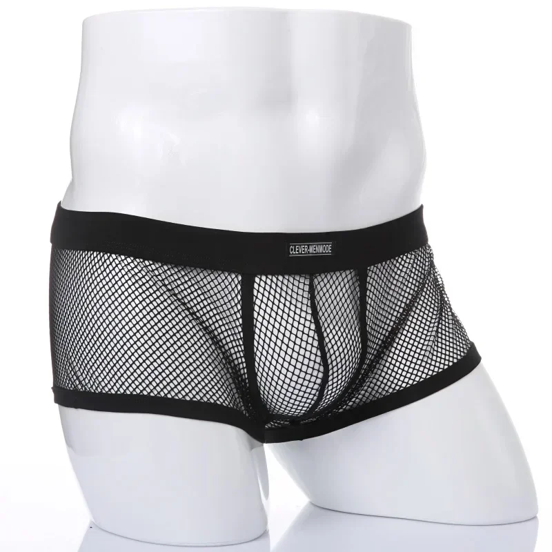 Sexy Mesh Boxer Men Underwear See Through Transparent Low Waist Nightwear Boxer Shorts Boxershorts Men Sexy Underwear Sissy