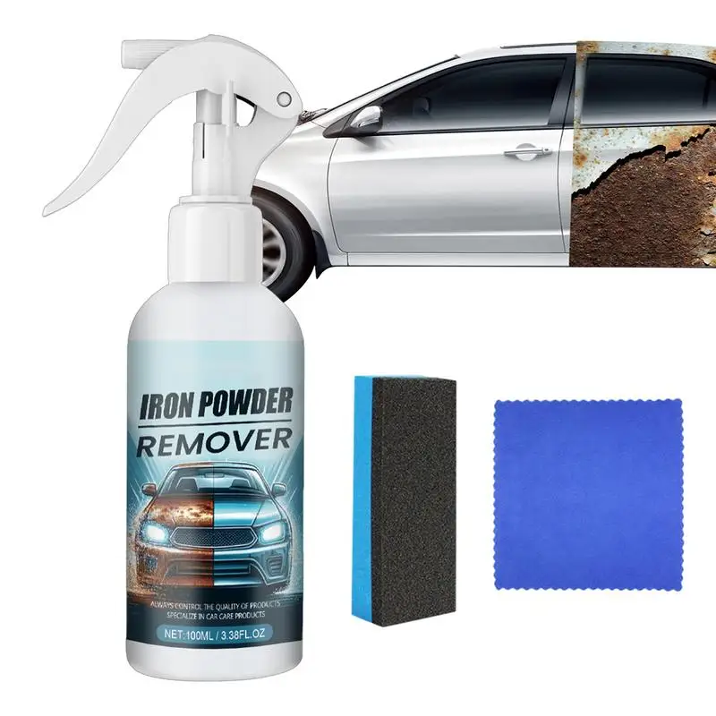 

Iron Remover Car Detailing 100ml Metal Cleaner Rust Conditioner Auto Care Car Exterior Cleaning Tool With Towel And Sponge