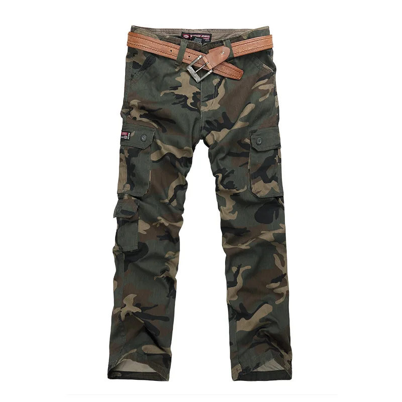 2025 High Quality Men's Cargo Pants Casual Loose Multi Pocket Cotton Pants Long Trousers for Men Camo Joggers Plus Size 28-40
