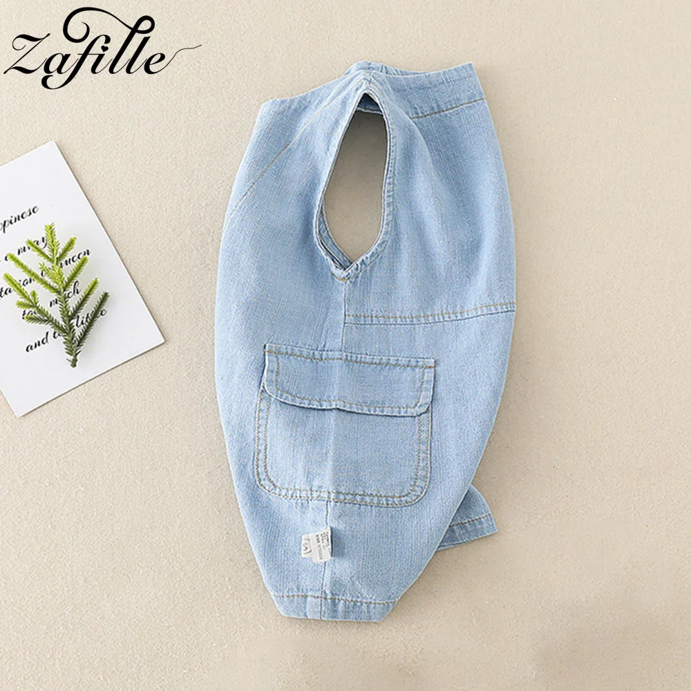 ZAFILLE Solid Baby Clothes Denim Overalls For Children Clothing Boy Jumpsuit Sleeveless Kids Toddler Costume Girls Infant Outfit