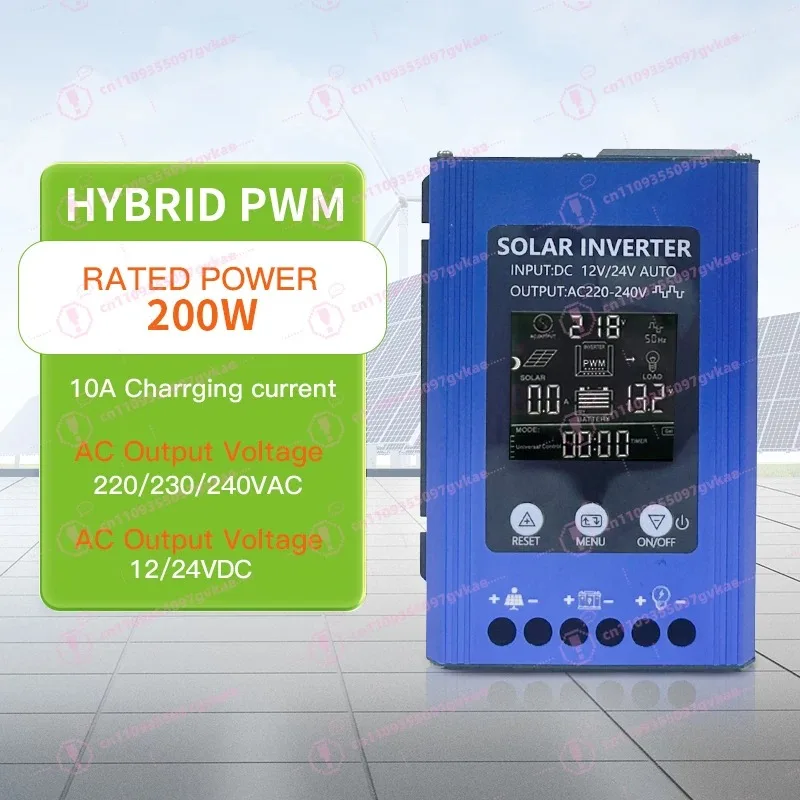 Trusted 200W Hybrid Solar Inverter with Auto Identification Correction Wave LCD Display 12V24V To 220V Single Phase Output