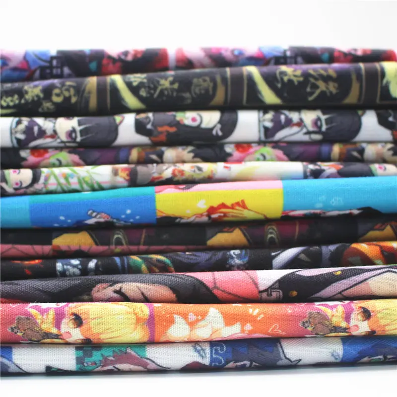 45*145Cm Halve Yard Demon Slayer Bedrukte Stof Polyester Katoen Patchwork Naaien Jurk Maken