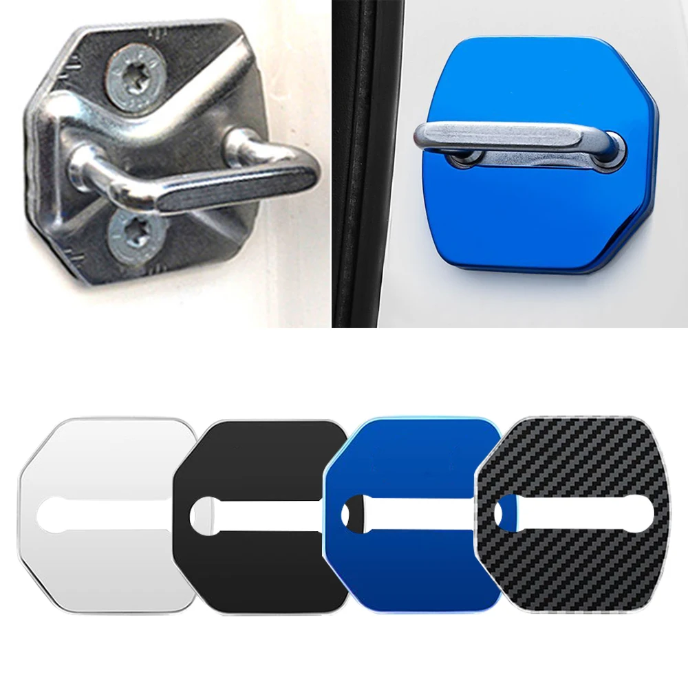 4PCS Car Door Lock Cover Logo Stainless Steel Protection For Ford STLine Escape Puma Kuga Mustang F150 Fusion Taurus GHIA