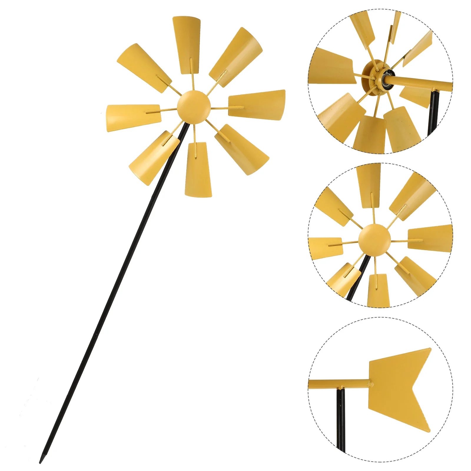 

Toy Outdoor Playset Rotating Windmill Fashion Decor Garden Children Spinner Metal Yard Decorative Pinwheel Yellow Iron