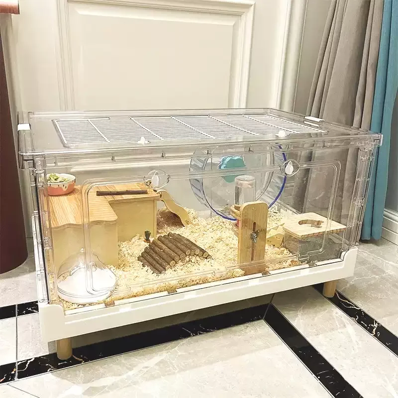 ‌Hamster Cage, Foldable Transparent Cage  - Extra Large Acrylic Habitat for Syrian Hamsters
