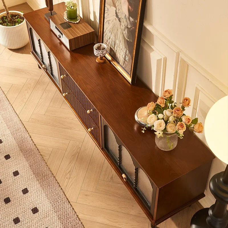 引き出し付きテレビキャビネット、壁際のリビングルーム用オーディオビジュアルキャビネット、アメリカンレトロな収納と収納を一体化したキャビネット