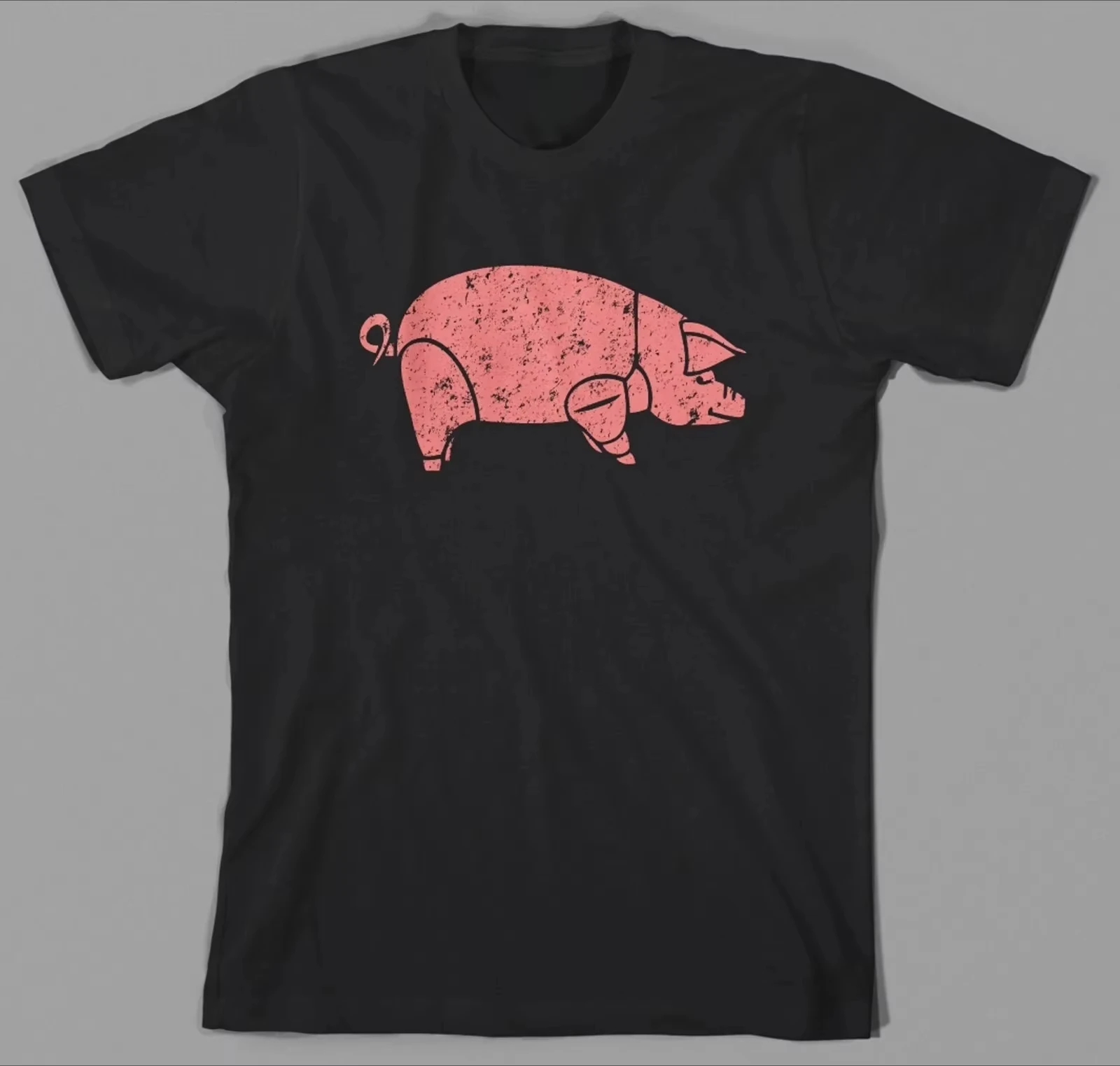 Retro Y2K Tops Pig Pink Floyd Animals T Shirt As Worn By 1977 The Wall Syd Barett High-end Luxury Trendy Cotton Oversized Unisex