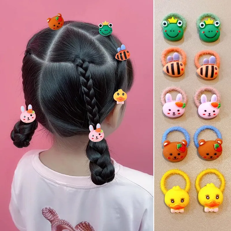 10 Stks/set Nieuwe Schattige Cartoon Hoofdbanden Meisjes Elastische Haarbanden Haaraccessoires Voor Kinderen Scrunchies Hoofddeksels Ornamenten