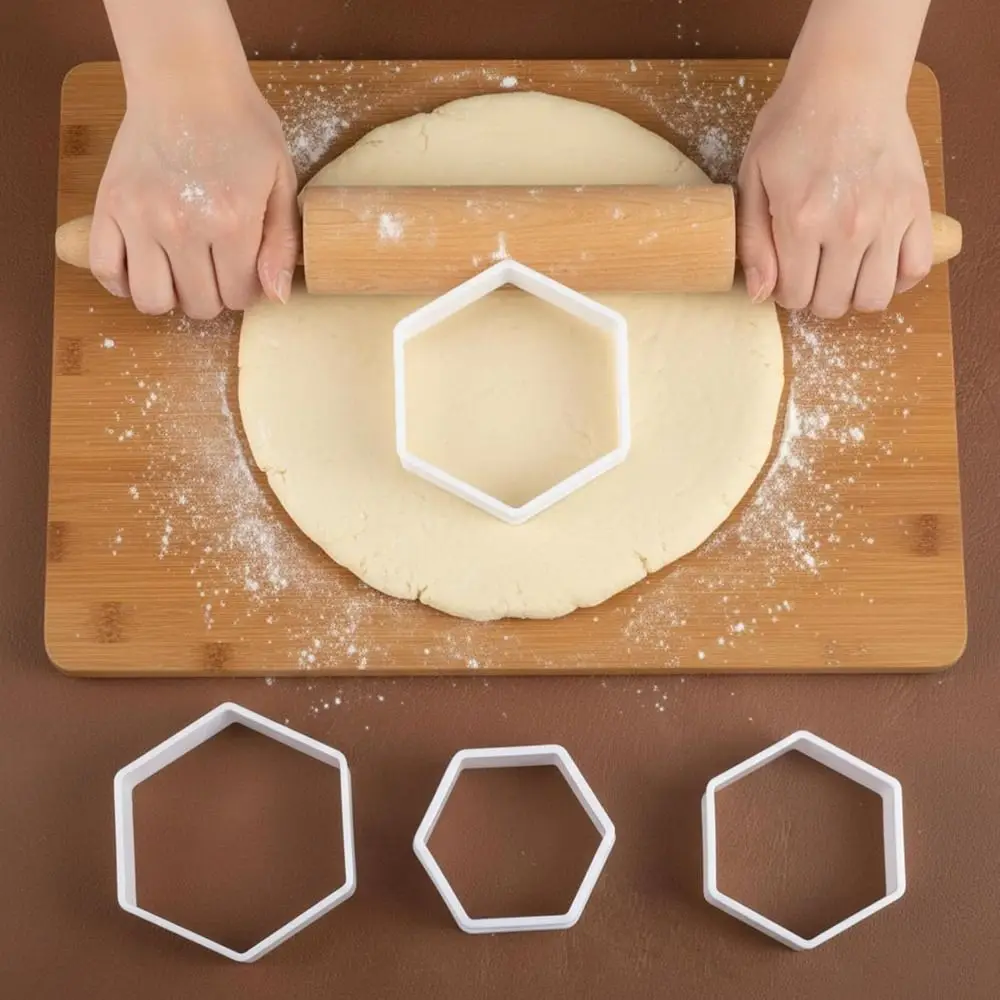 4pcs Hexagon Shape Soccer Ball Cookie Cutter Football Pattern Non-Stick Hexagon Cookie Cutter BPA Free Baking Mold