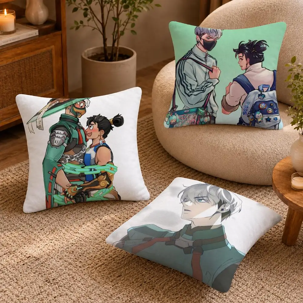 Game O-Overwatch Wuyang Mizuki Cushion Cover Short-Plush Cushion Cover Pillowcase — Suitable for Sofas Bedrooms and Home Decor
