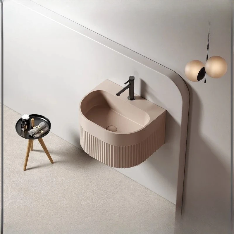 

Cream Wind Hotel Small apartment wash basin Wall-mounted wash basin Bathroom Artificial stone wash