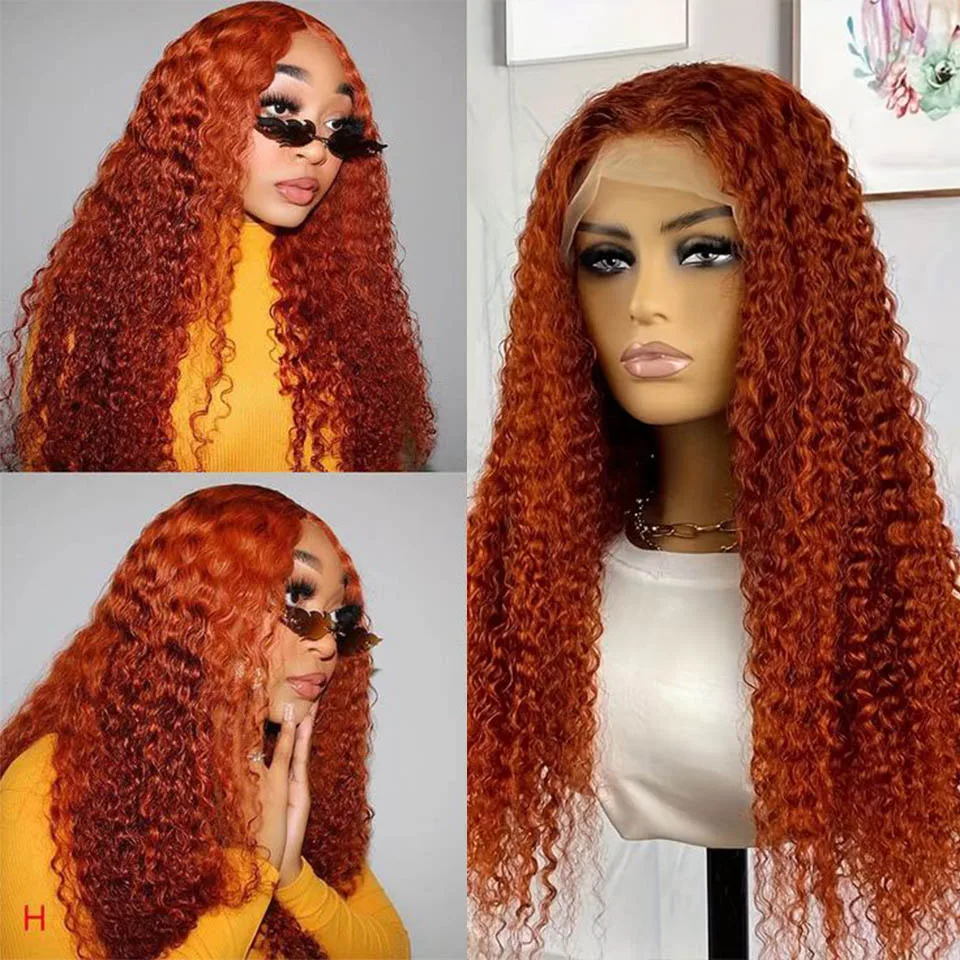 

Ginger Orange Curly Human Hair Lace Wigs For Women Density 180 Brazilian Colored Glueless Curly Human Hair Wigs Natural Hairline