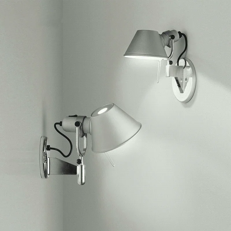 Nordic Aluminium Silver Bedside Wall Lamp Adjustable Head Bedroom Living Room Led Wall Lamp Study Reading Light Fixture