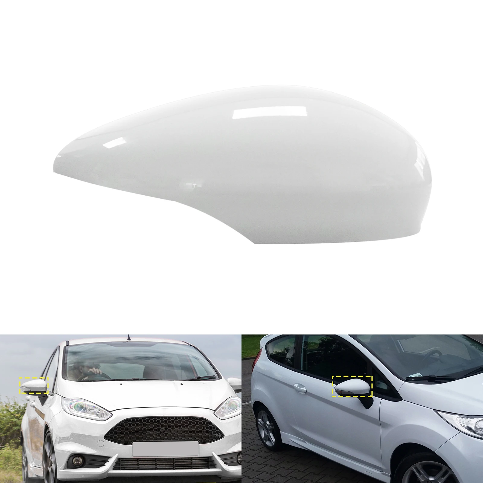 Para Ford Fiesta MK7 Hatch 2008-17 tapa de cubierta de espejo retrovisor de puerta derecha blanco congelado