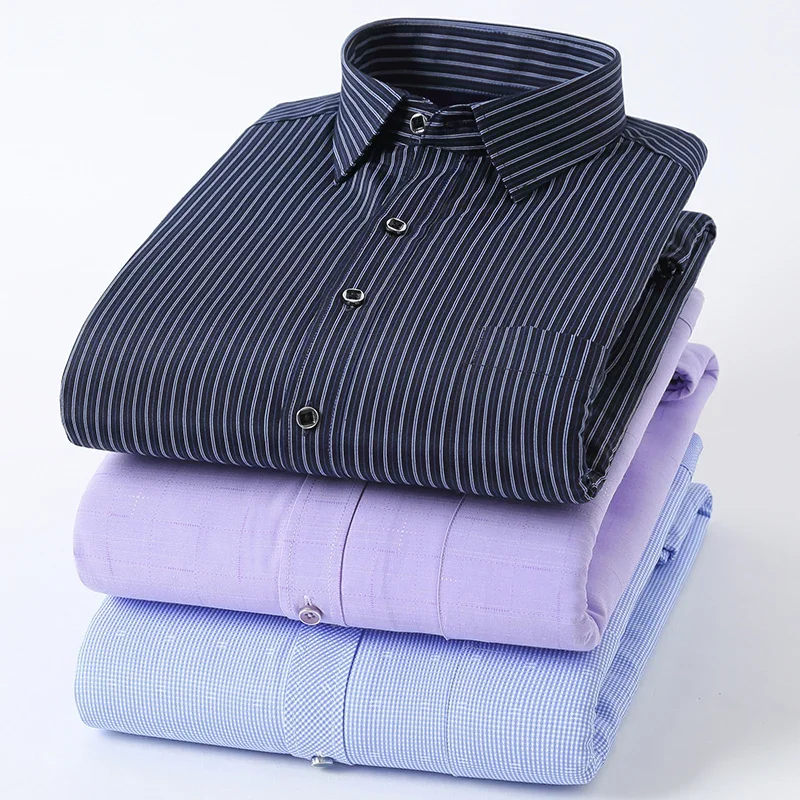 Hight qulity winter thickening long sleeve shirt for men slim fit formal Warm shirt soft business office white designer clothes