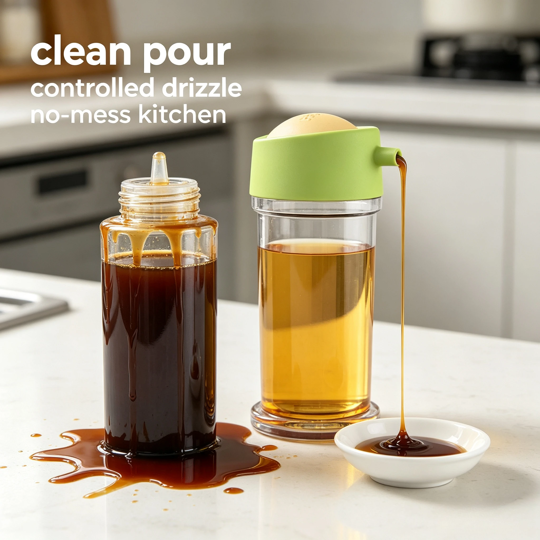 Japanese Style Plastic Sauce Oil Vinegar Dispenser Condiment Squeeze Bottle Non-Drip Drizzle for Kitchen Restaurant