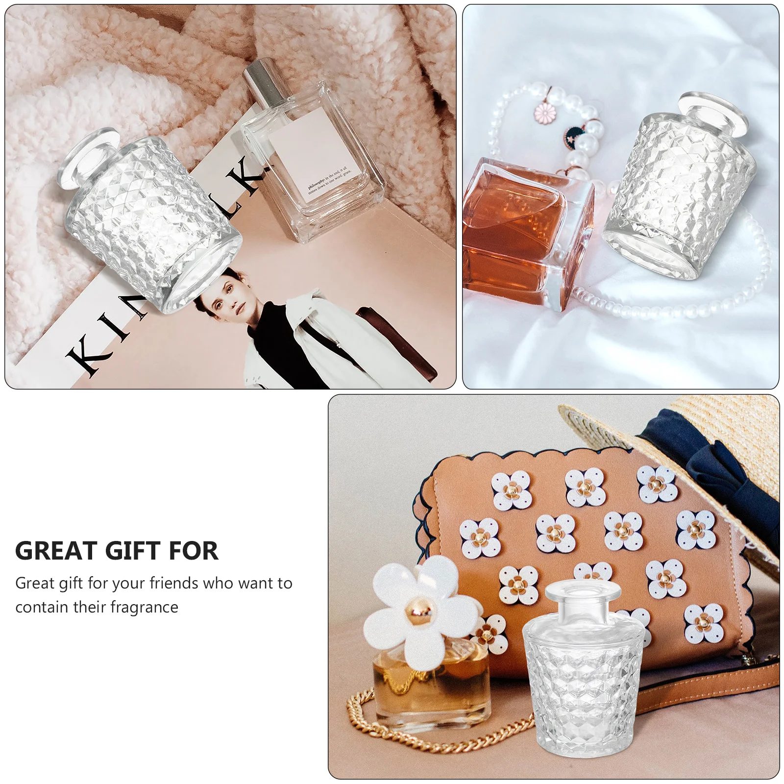 

Refillable Glass Diffuser Bottle Aromatherapy Container Clear Elegant Design for Home Car Bathroom Fragrance Empty Diffuser Jars