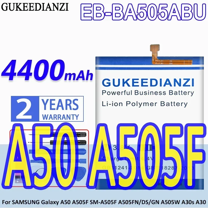 

Аккумулятор GUKEEDIANZI большой емкости EB-BA505ABU 4400 мАч для SAMSUNG Galaxy A50 A505F SM-A505F A505FN/DS/GN A505W A30s A30