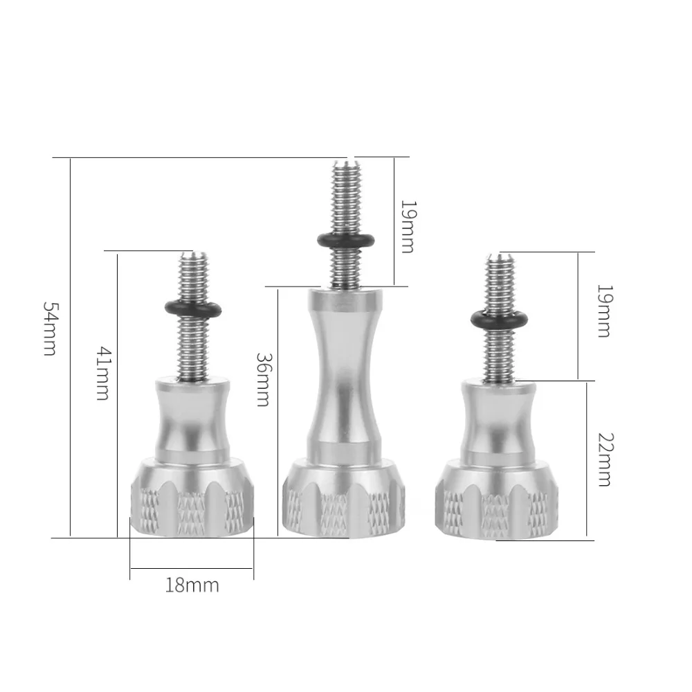 Bgning 3pcs cnc aluminium lange kurze daumen knopf schraube mutter adapters ch rauben schwarz für gopro hero 12 11 10 9 dji sjcam yi 4k stecker – Detail 8
