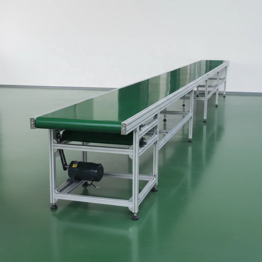 Industry Electric Powered PVC/PU Flat Belt Conveyor System with Speed Adjust