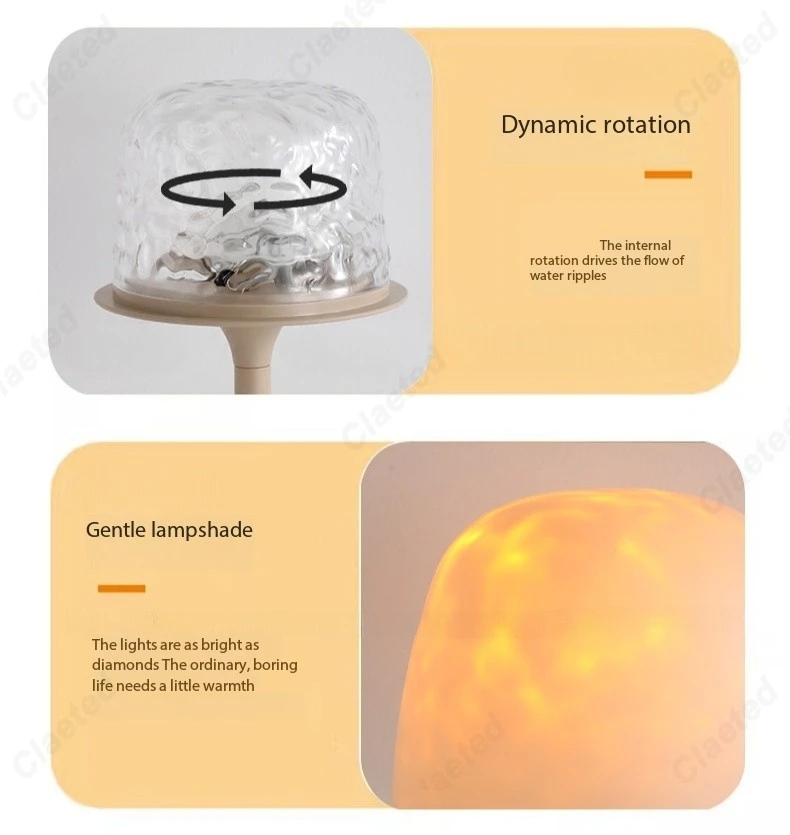 Mushroom Table Lamp with Water Ripple Projection Atmosphere Lights Hotel Bar Bedroom Living Room Desk Lamp Decorative Lighting