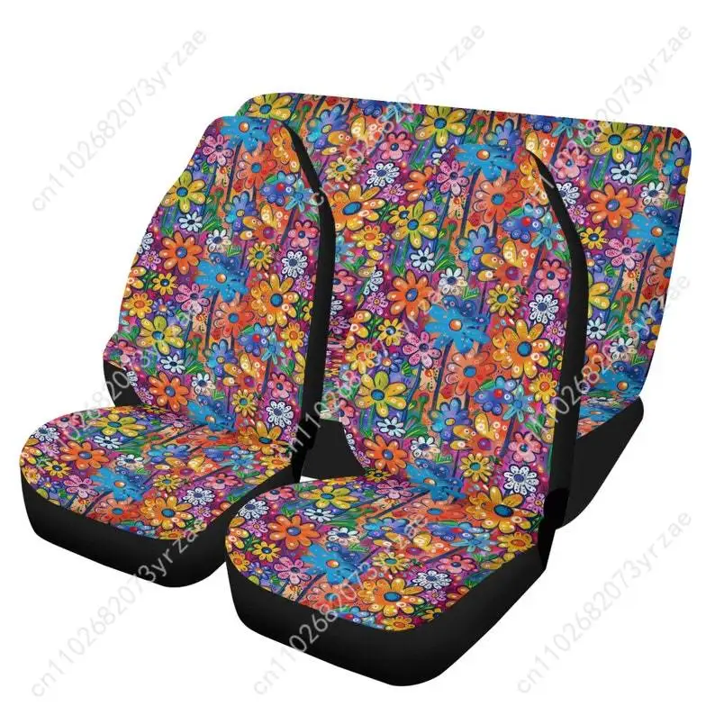 

Hippie Flower Car Seat Covers Universal Environmentally Friendly Interior Decorations Comfortable Breathable Car Seat Covers