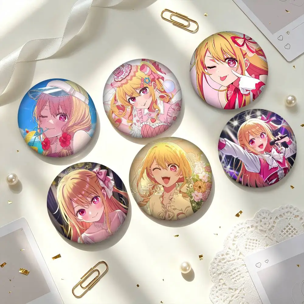 R-Ruby H-Hoshino Oshi no Ko  25 32 44 58 75mm Badges Personalized Round Brooches Pins Accessory Gift
