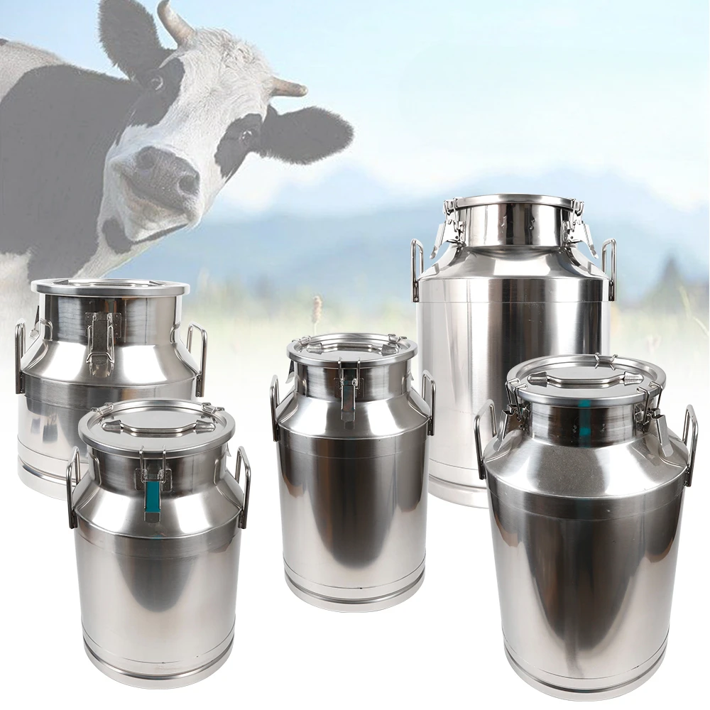 20L/30L/40L/50L/60L Stainless Steel Milk Can Canister Dairy Pot Bucket Liquid Storage Barrel