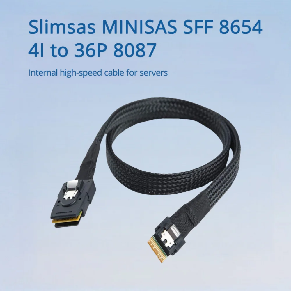 

Внутренний высокоскоростной кабель Slimsas MINI SAS SFF 8654 от 4I до 36P 8087, доступен в длине 0,5 м, 1 м (опционально)
