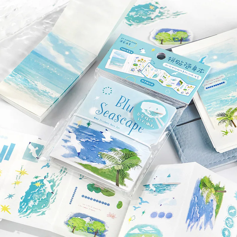 

4style 51pcs Salt Style Art Style Sticker+Notes Creative Combination Portable Memo book DIY Handmade Scrapbook Decorative Paper